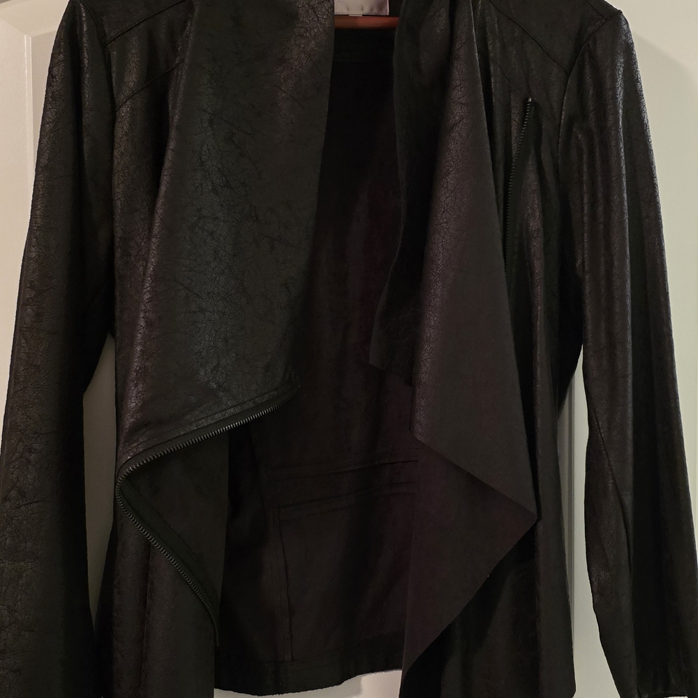 Vigoss Black Leather Waterfall Jacket
